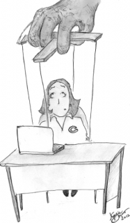 The Clarke County School District's decisions affect the futures of the teachers they employ, but until the decisions are made public, the teachers are left to wait and worry. Cartoon by Katie Downs.