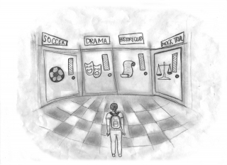 Upon entering the school, Clarke Central High School students may be overwhelmed by the daunting physical size of the building and large student body. However, CCHS offers several clubs, sports and other extracurricular activities that appeal to students’ diverse interests. Through these activities, students can form bonds and gain an invaluable high school experience. Cartoon by Mollie Sherman.