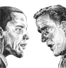 President Barack Obama faces off against republican candidate and former Massachusetts Gov. Mitt Romney in the 2012 presidential election. Cartoon by Gabe Harper.