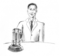 Athens Peer Court, a program sponsored by the Athens-Clarke County Juvenile Court and the University of Georgia Fanning Institute, allows juveniles to redeem themselves after committing minor crimes. Cartoon by William Kissane.