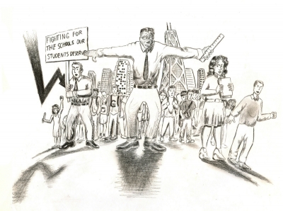 The Chicago Teacher's Union went on strike for nine days when an agreement about a contract couldn't be reached. They took a stand to preserve what education should be about: learning. Cartoon by William Kissane.