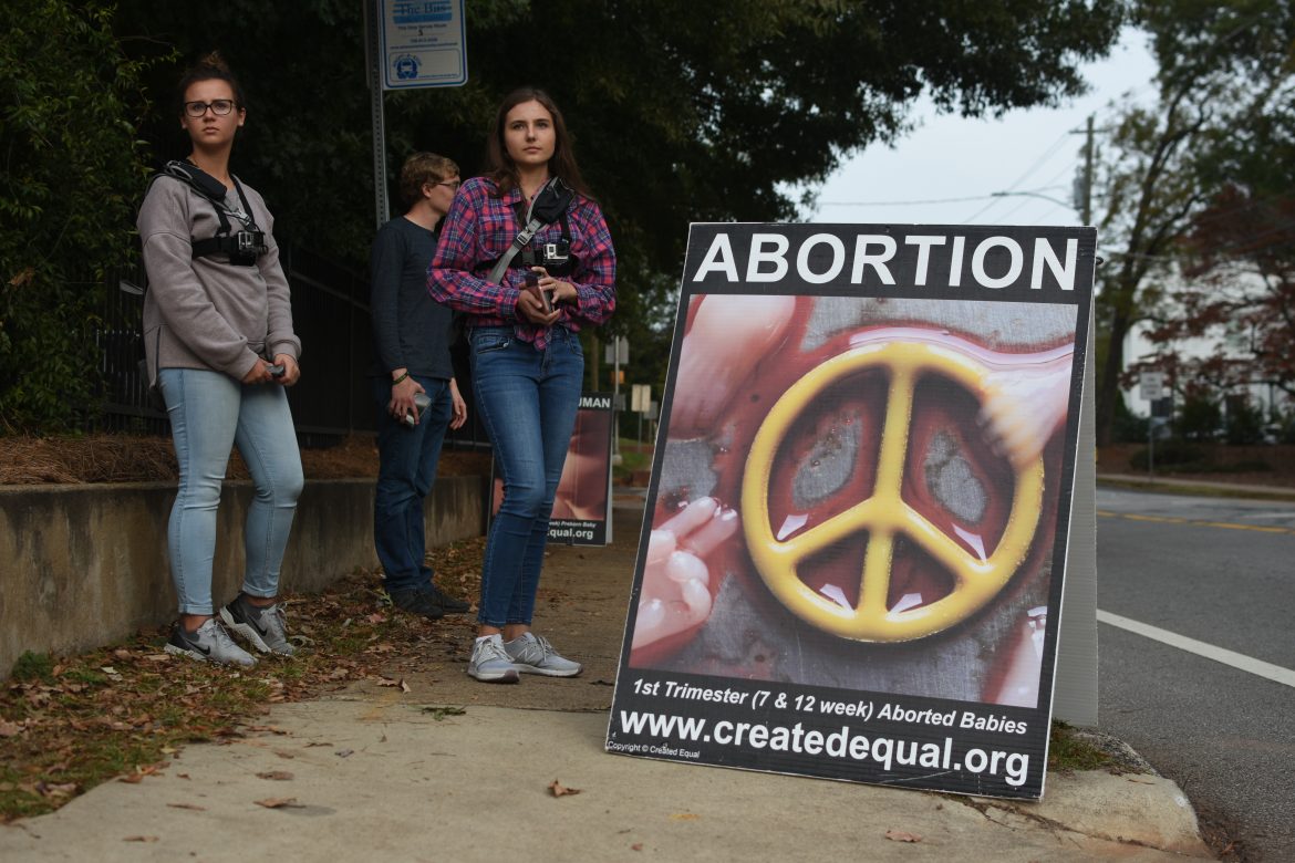 Pro-life organization gathers outside Clarke Central High School